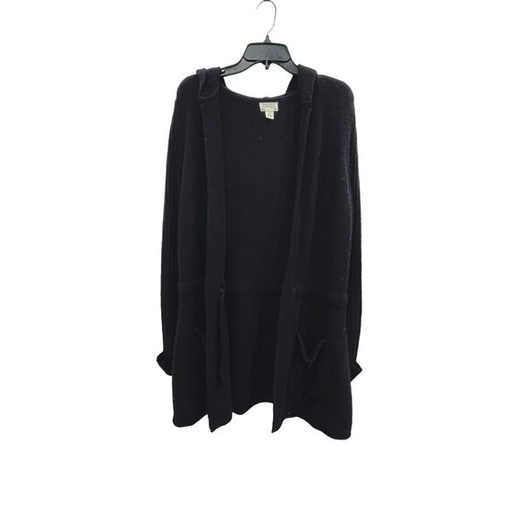 Caslon Black Merino Wool Blend Longline Hooded Cardigan Sweater M - Picture 3 of 9